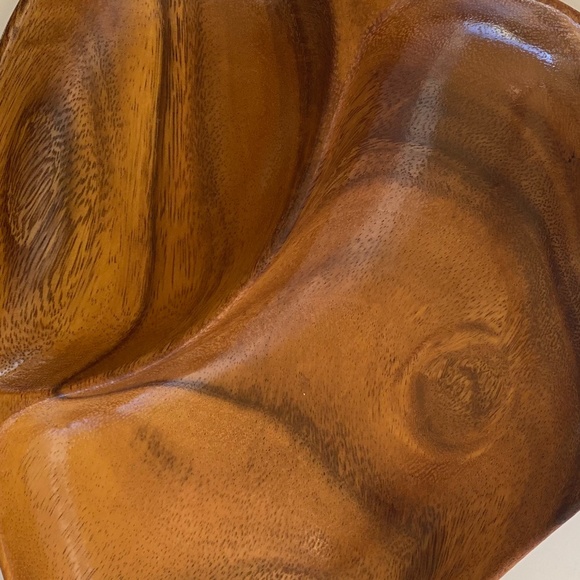 Vintage Monkey Pod Wood Leaf Divided Tray/Serving Dish - Picture 3 of 10